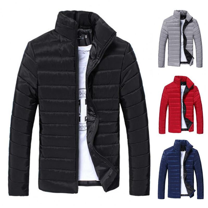 Winter Men's Plush Thickened Parkas Stand Collar Jacket Fashion Men's Coat Warm Thick Zipper Coat Padded Overcoat for Men