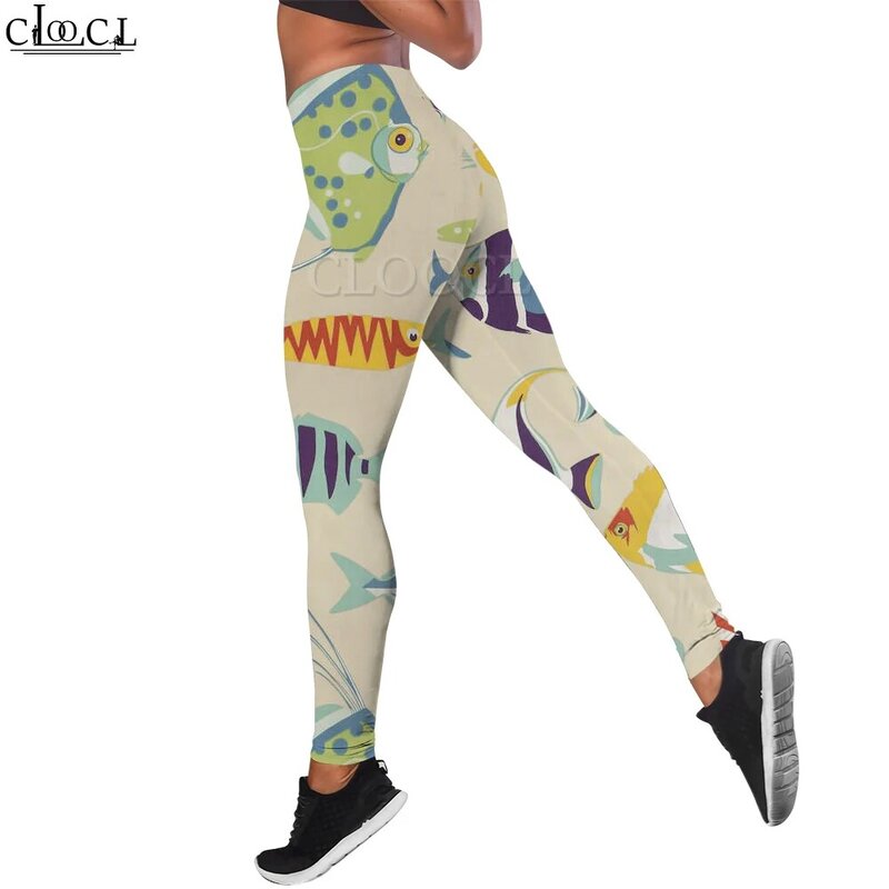 Cloocl ginásio roupas moda imprimir leggings de cintura alta calças de fitness harajuku calças casuais femininas esportes legging para mulher