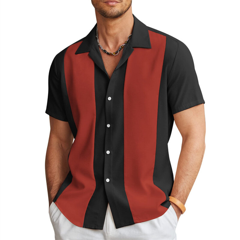 Мужская рубашка с коротким рукавом, Повседневная пляжная рубашка с цифровым принтом, на пуговицах, новинка 2024