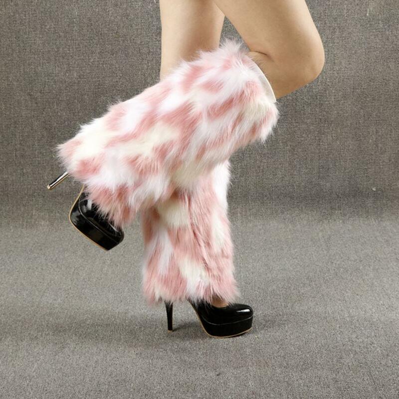 30/40cm Harajuku Fur Winter Furry Leg Warmer Lady Stockings Gothic Lolita Cosplay Socks Halloween Leg Cover Korean Fashion Socks