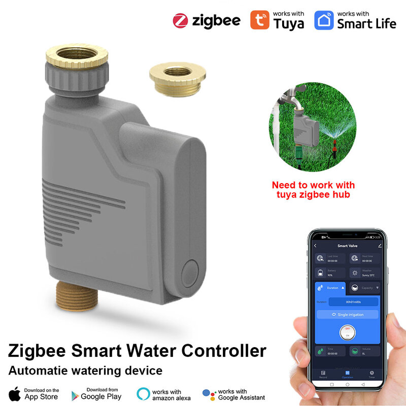 Tuya ZigBee Smart Wireless Watering Timer Irrigation System Garden Watering Valve Programmable Hose Faucet Sprinkler Timer Alexa