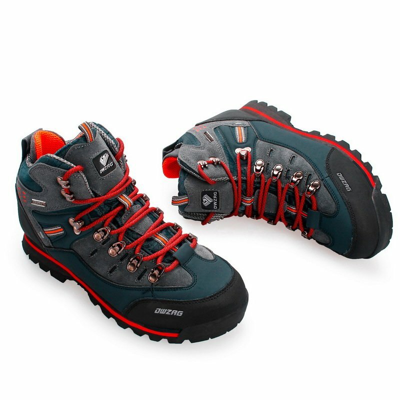 Sepatu bot kulit pria, sneaker mendaki luar ruangan, tahan air untuk musim dingin