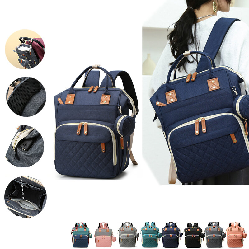 Bolsa de pañales con USB para madres, mochila de gran capacidad para el cuidado del bebé, mochila de maternidad para embarazadas, bolsa de viaje impermeable para bebés