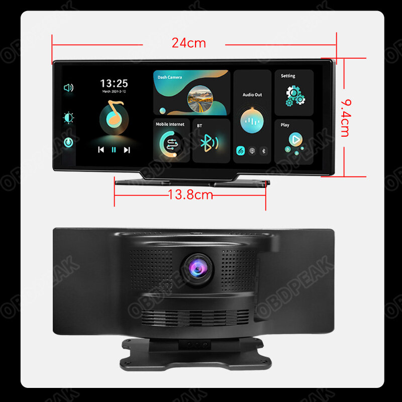 Kamera dasbor 2023 K2 10.26 ", kamera belakang 4K 2160P & Android navigasi GPS otomatis dengan kontrol suara DVR BT FM