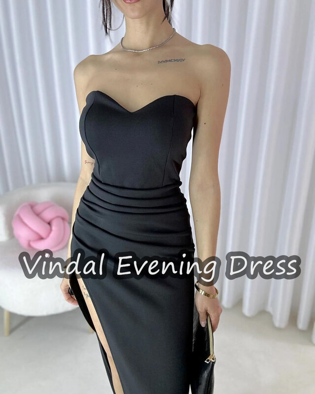 Vindal Sweetheart dekolt suknia wieczorowa krepa syrenka długość do podłogi elegancki wbudowany biustonosz saudyjski arabski bez rękawów dla kobiety 2024