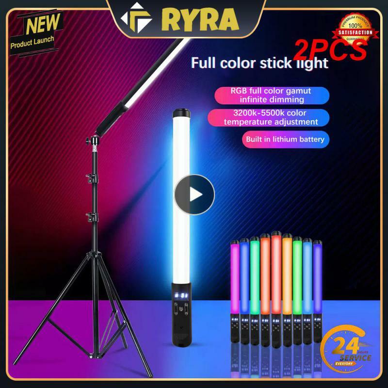 Handheld RGB LED Light Stick, lâmpada atmosfera interior, ao ar livre, 2pcs