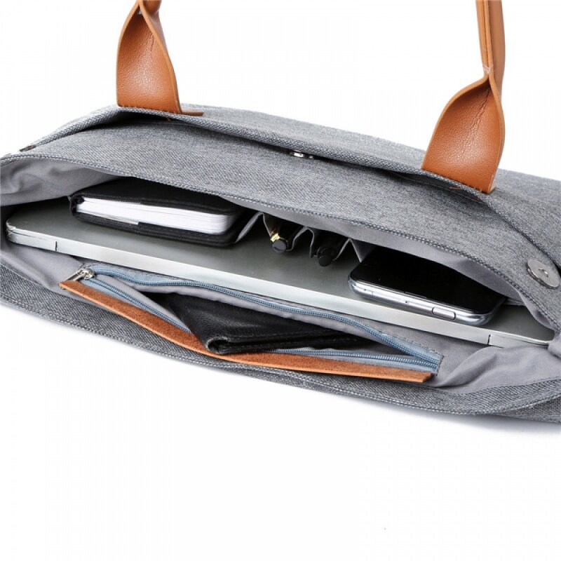 กระเป๋าแล็ปท็อปกระเป๋าถือเรียบง่ายขนาด15.6นิ้วกระเป๋าเอกสารพกพาธุรกิจพิมพ์โลโก้