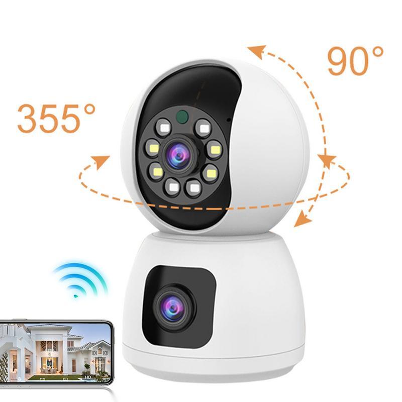 Smart Security Camera Wide Angle Night Vision Indoor Camera Dual Lens Camera With Motion Detection Two-Way Audio For Home