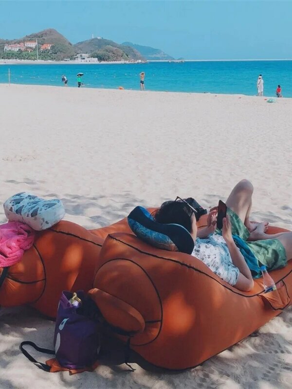 سرير هوائي محمول قابل للنفخ ، سرير وسادة هوائية خارجي ، أريكة ترفيهية للشاطئ والتخييم ، سرير استراحة الغداء