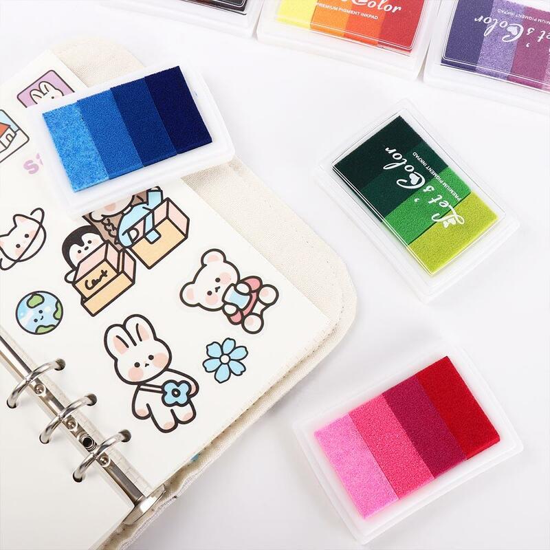 Colorful Rainbow Ink Pad Gradient Color Stamp Oil Based Tool Hand Account DIY Supplies Funny Non-Toxic Stationery
