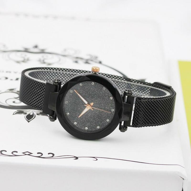 Reloj con esfera de cielo estrellado para mujer, reloj elegante con diamantes de imitación, movimiento de cuarzo, diseño de Metal minimalista, a la moda