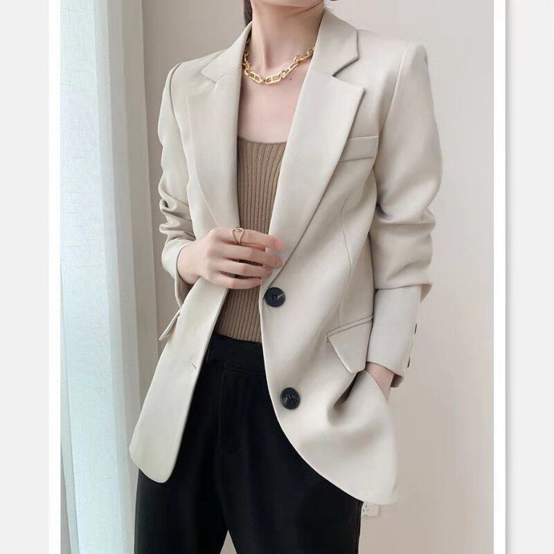 Blazer preto chique coreano feminino, casaco feminino do escritório, tops de manga comprida, ternos de negócios, roupas de luxo, primavera, outono, novo