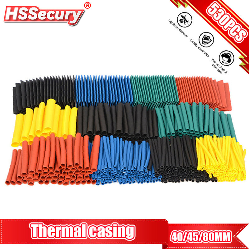 Assorted Polyolefin Heat Shrink Tube, Wire Wrap Set, isolamento de cabos, 530pcs, 70 pcs, 164pcs