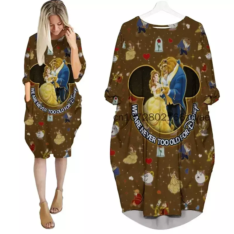 Disney Dopey-Robe de Couchage Surdimensionnée à Manches sulfpour Femme, Tenue de Rue avec Poches Chauve-Souris Imprimées en 3D, Nouvelle Collection