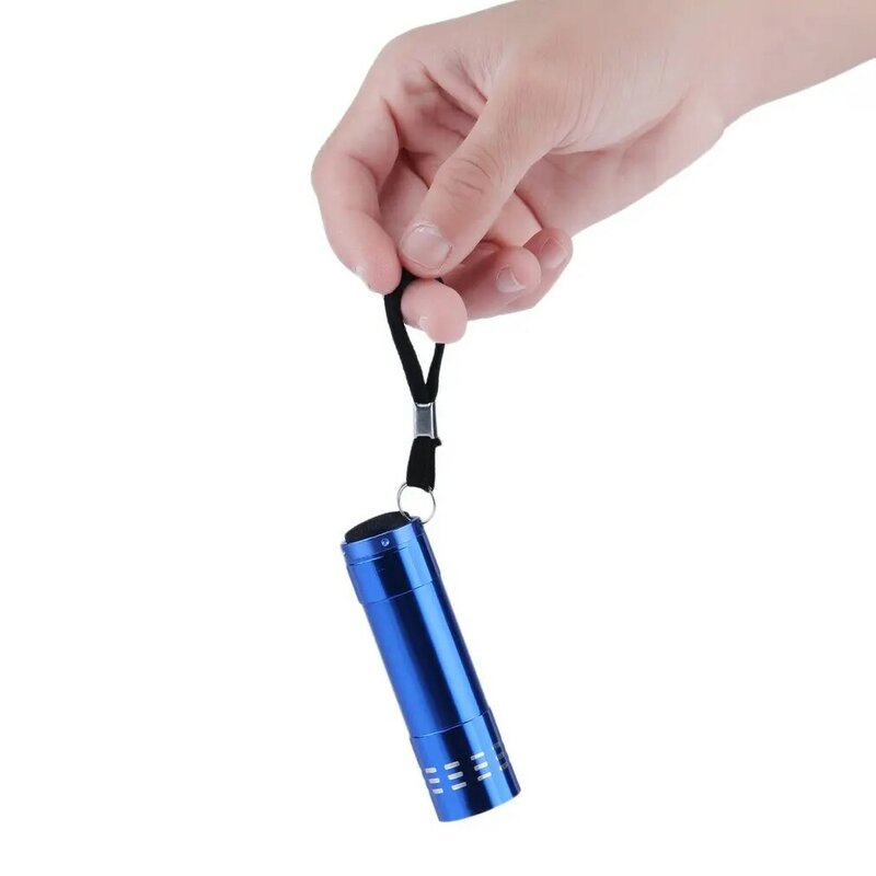 À prova de água leve super sólido 9 led mini lanternas de tocha ao ar livre ultra brilhante azul de alumínio para acampar