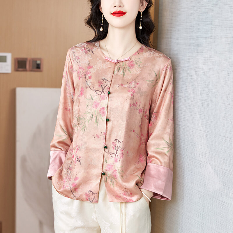 Mijiix-女性のためのピンクの歌的なブロケードのコート,短いボタンのトップ,女性の服,中国のギャング王朝,新しいデザイン,春,2024
