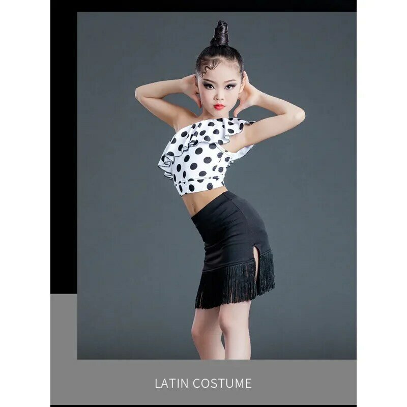 女の子のレオパードスパンデックスラタンドレス、ダンスボールルームダンスドレス、rumba samba、cha tango標準スカート