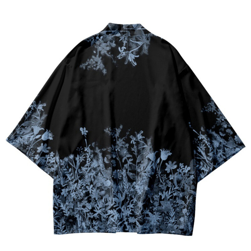 Kimono Motif Bunga Mode Pria Wanita Kardigan Jepang Harajuku Cosplay Tradisional Yukata Haori Pakaian Pantai Musim Panas