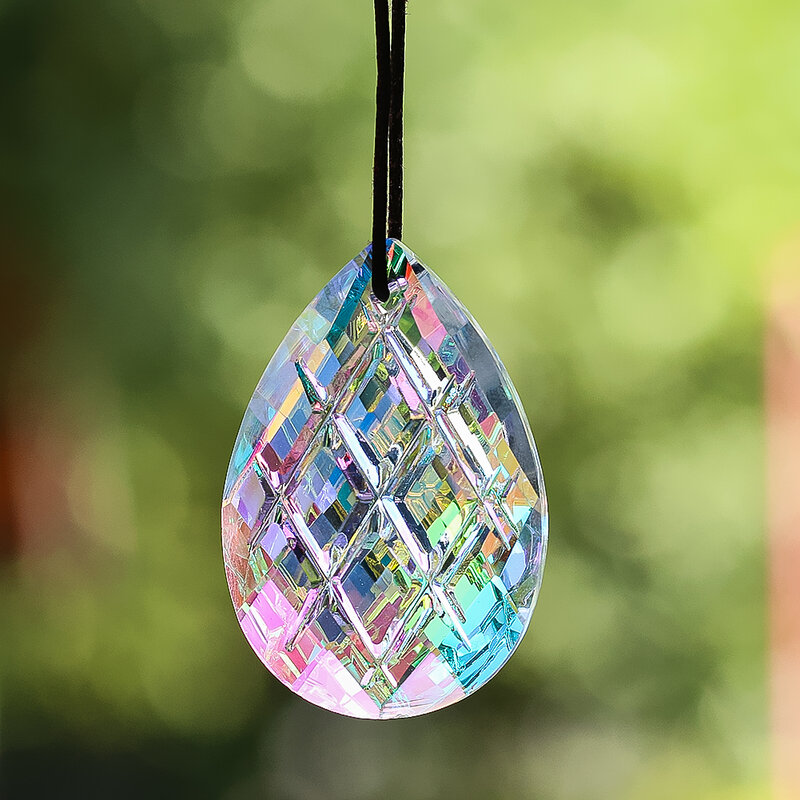 AB Colorido Crystal Grid Water Drop Pendant, Suncatcher Garden, Coleção Light, Prisma de vidro, Arte, Acessório Chandelier, 50mm, 1Pc