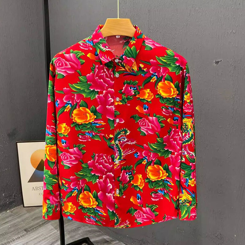 2024 Wiosenne koszule i bluzki z długim rękawem Damskie bluzki w kwiaty w stylu vintage dla kobiet Letnia bluzka damska
