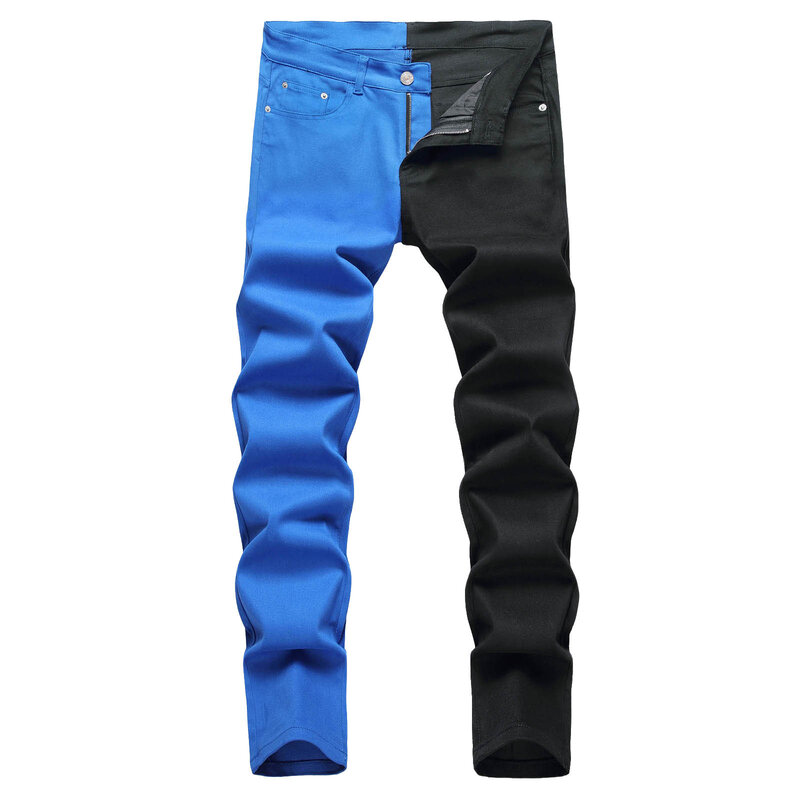 Jeans com botões múltiplos de bolso masculino, zíper reto, slim fit, moda casual, 9, 10