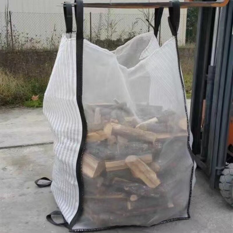 Prodotto personalizzato, vendita calda ventilato 1 tonnellata Mesh PP FIBC Jumbo Bag Poly bulk Big Bag legna da ardere Net Log bags in vendita