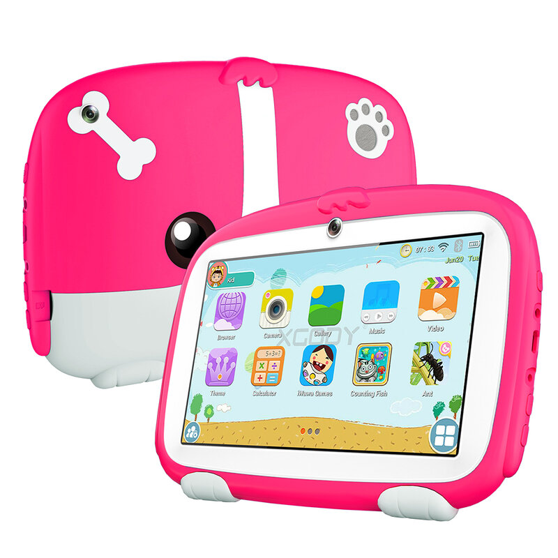 Tableta con patrón de dibujos animados para niños, Tablet de 7 pulgadas, cuatro núcleos, 4GB de RAM, 64GB de ROM, Android, juegos educativos de aprendizaje, regalos para niños