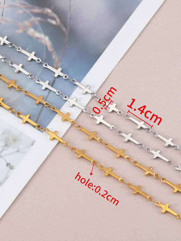 1 meter 2meter Steel Color Gold Color Stainless Steel Cross Connectors Beaded Chains for Jewelry Making DIY Necklace Bracelet