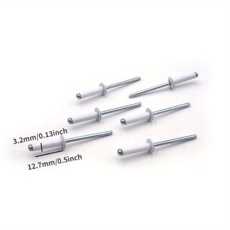 50pcs White Painted Blind Rivets Round Head Hollow Rivets Aluminium Steel Home Decoration Rivets Industry Fastener DIA1/8"