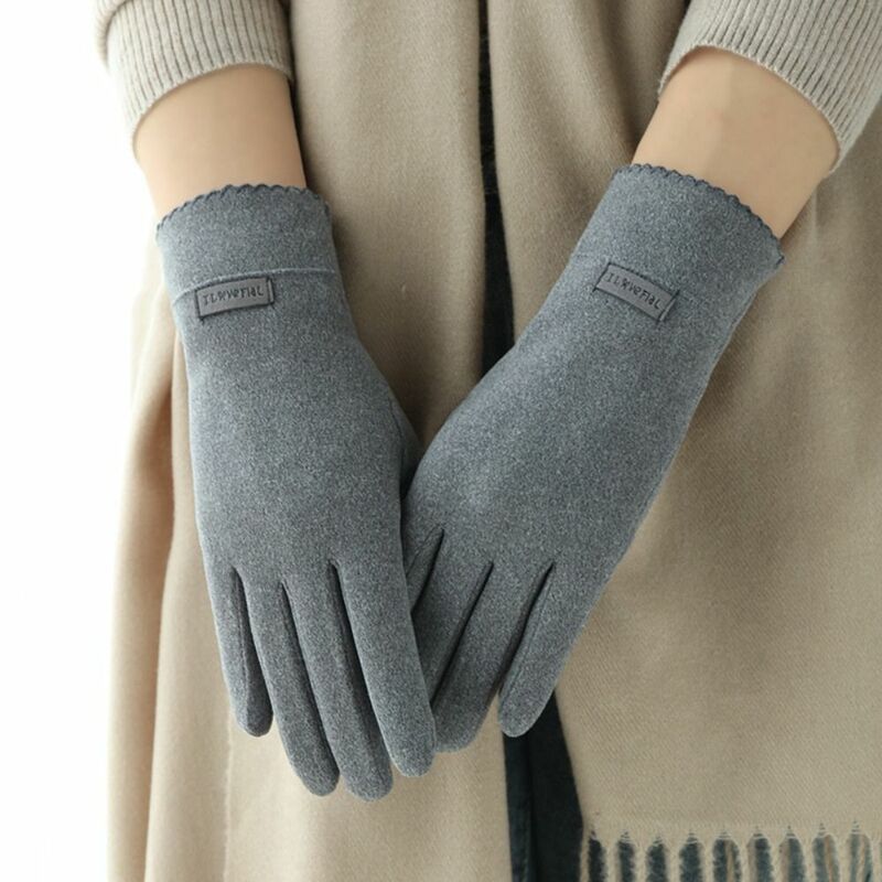 Guantes de pantalla táctil para mujer, manoplas de dedo completo, cálidas, elegantes, a la moda, novedad de invierno