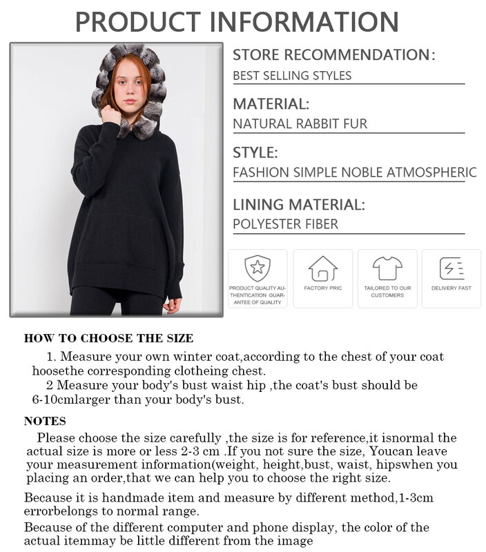 Knitted Sweater Women Real Fur Pullover Autumn Winter  Fashion Jumper Natural Rex Rabbit Fur Collar Warm Casual Hoodie