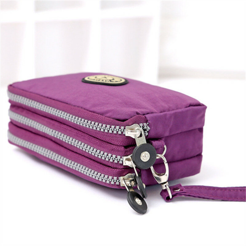 Monedero Mujeres Fashion Zipper Wallet, Women's Casual Waterproof Clutch Bag Versatile Nylon Phone Bag with Wristlet