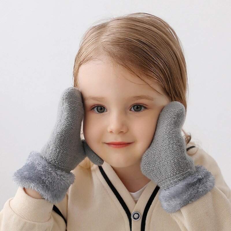Guantes de invierno para bebé, manoplas térmicas gruesas forradas de lana, cálidas, para niños pequeños