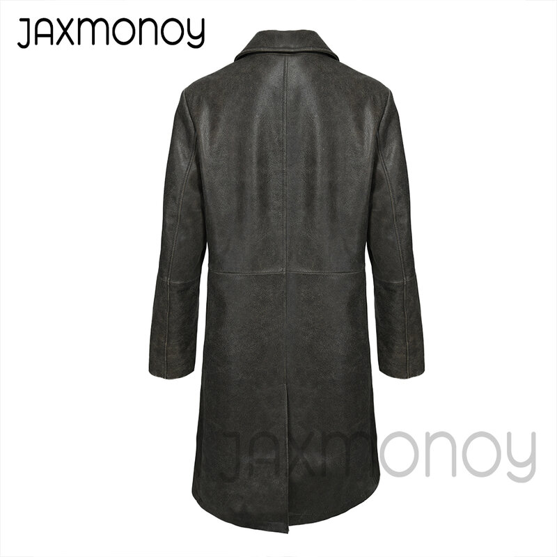 Женское пальто из овчины Jaxmonoy, тренчкот из натуральной кожи на весну и осень, Женская длинная куртка из натуральной кожи, Новое поступление 2024