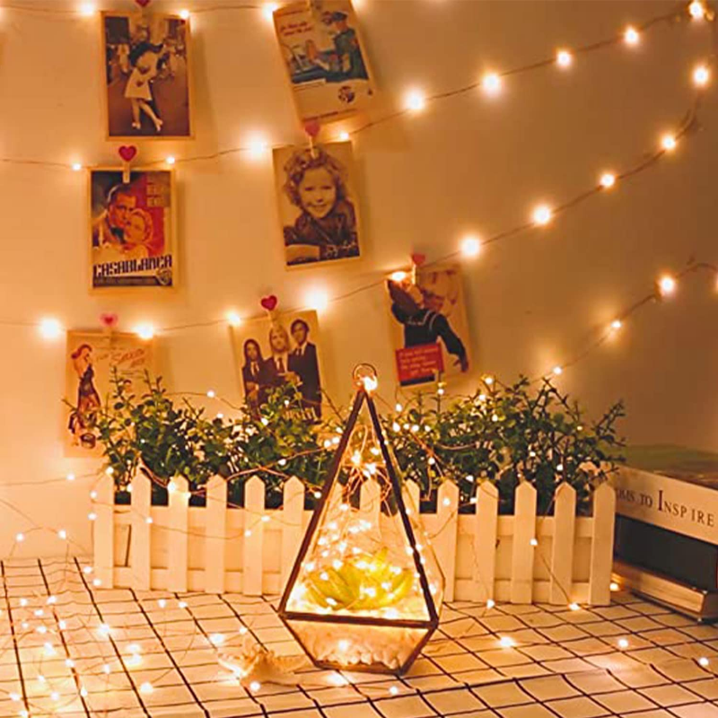 Kawat tembaga LED 10/2 meter, lampu tali kawat tembaga LED USB/bertenaga baterai, tali pencahayaan peri untuk dekorasi pesta pernikahan Natal liburan