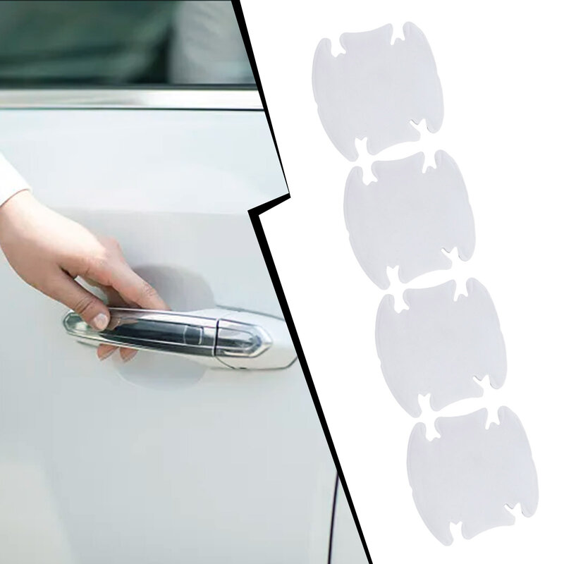 Película protectora Invisible para manija de puerta de coche, calcomanía para rascar, pegatinas universales, estilo transparente, 4 Uds.