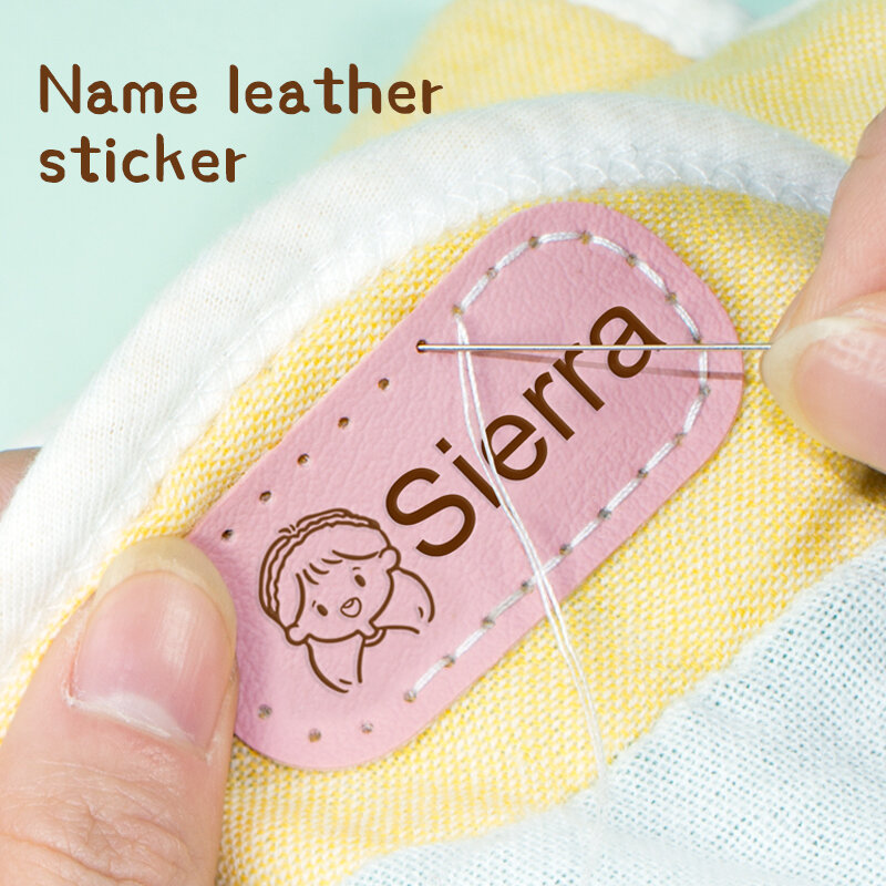 Etiquetas personalizadas de cuero para ropa, etiquetas lavables para planchar, hechas a mano, logotipo de costura, 12 piezas, 24x50MM