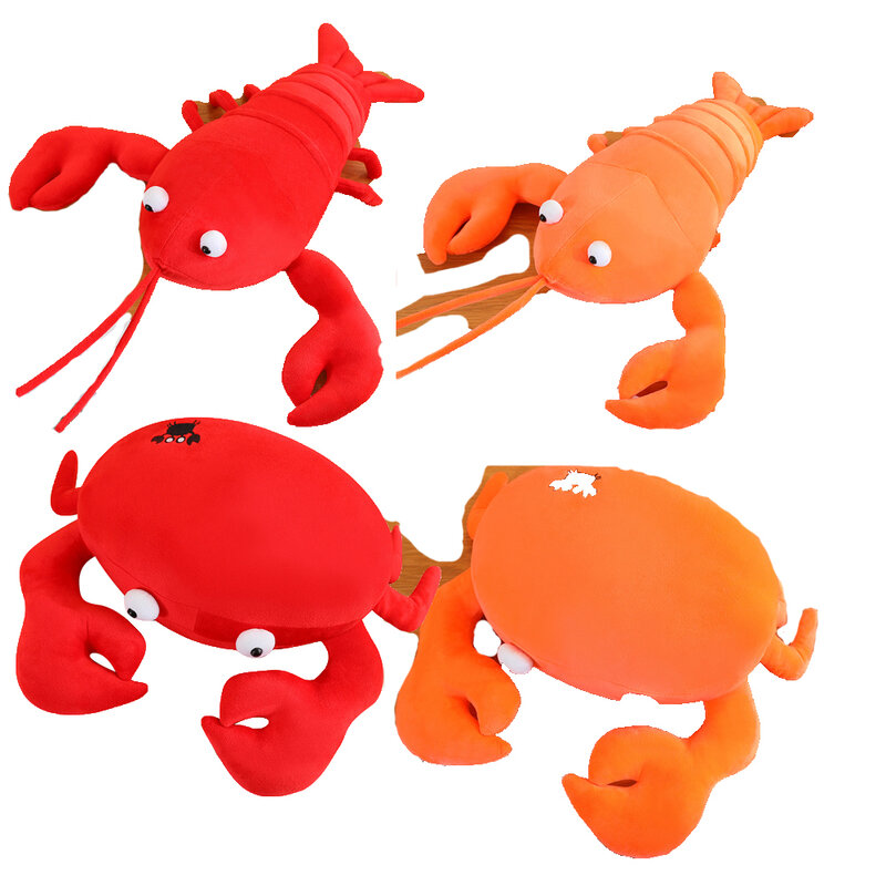 Juguete de peluche de cangrejo rojo, muñeca suave de langosta, cómoda almohada de Animal marino, regalo de cumpleaños, 20-80cm