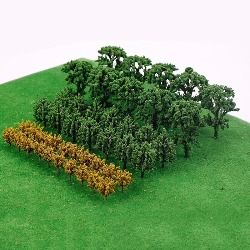 50 قطعة قطار الاصطناعي مصغرة شجرة نموذج البلاستيك مشهد السكك الحديدية الديكور بناء المشهد مايكرو اكسسوارات اللعب