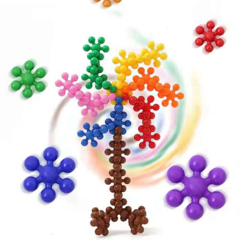 Décennie s de construction de fleurs de prunier, 60 pièces, briques 3D, flocon de neige, puzzle à emboîtement, jouets pour bébés et enfants