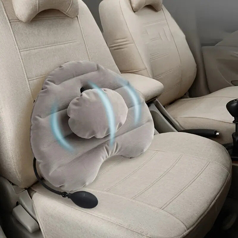 Cuscino posteriore gonfiabile per sedia da ufficio per auto cuscino portatile regolabile con schienale inferiore ad aria ferma con pompa da viaggio a casa