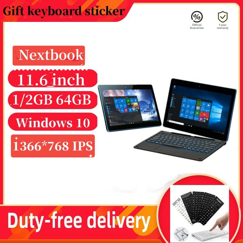11.6 Polegada windows 10 tablets pc quad core 1/2gb ram 64gb rom nextbook intel baytrail-cr 3735g notebook com teclado wifi