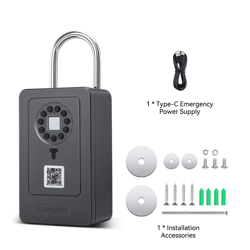 Elecpow Bluetooth Vingerafdruk Wachtwoord Sleutel Lock Box Waterdichte Muur Gemonteerde Deur Opknoping Kluis Smart Oklok Management