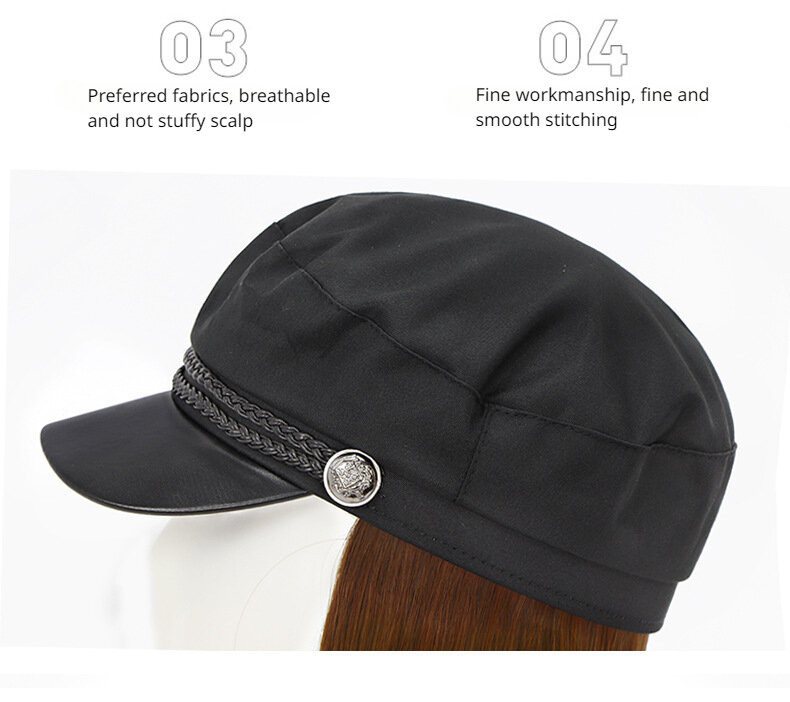 Fashion Baseball Hats Wig Hair Accessories for Women Synthetic Short Bob Straight Wigs with Hat Cap Attached for Daily