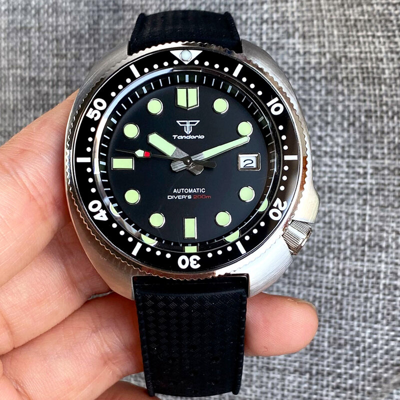 Tandorio Diver Steel Automatic Watch Men 20bar Waterproof Turtle Wristwatch Japan NH35 Movt  Sapphrie Crystal Relojes часы