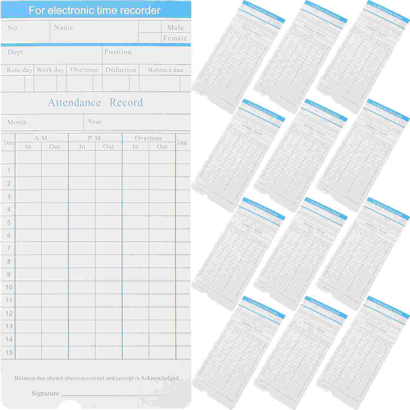 100 Sheets English Edition Paper Sheets Attendance Cards Papers for Office