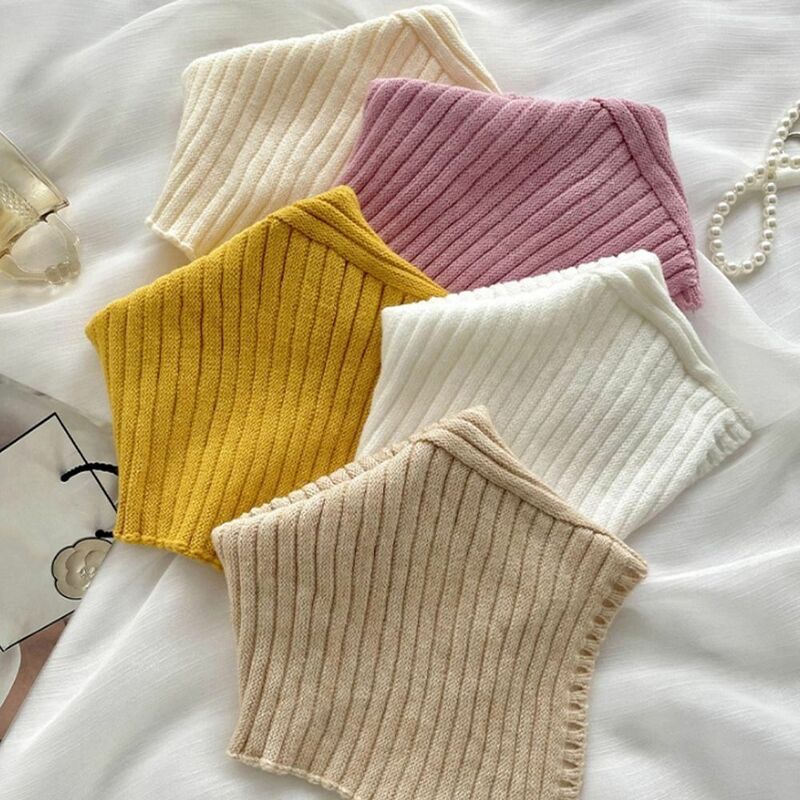 Lenço de colarinho falso tricotado para senhoras, gola alta quente, pescoço removível à prova de vento e elegante, outono e inverno