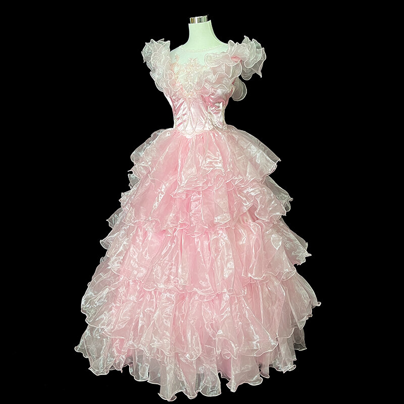 AnXin SH-Robe de mariée en dentelle florale rose vintage, col rond, illusion de perles, manches à volants, dentelle de mariée, robe de mariée antique