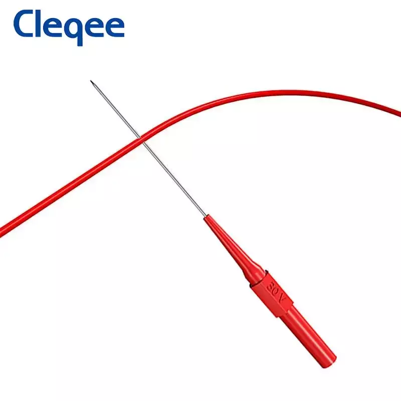 Cleqee 10pcs P30009+ 1mm Test Probe Needle Long Insulated Back Probe Pin Non-destructive Stainless Puncture Probe 4mm Jack