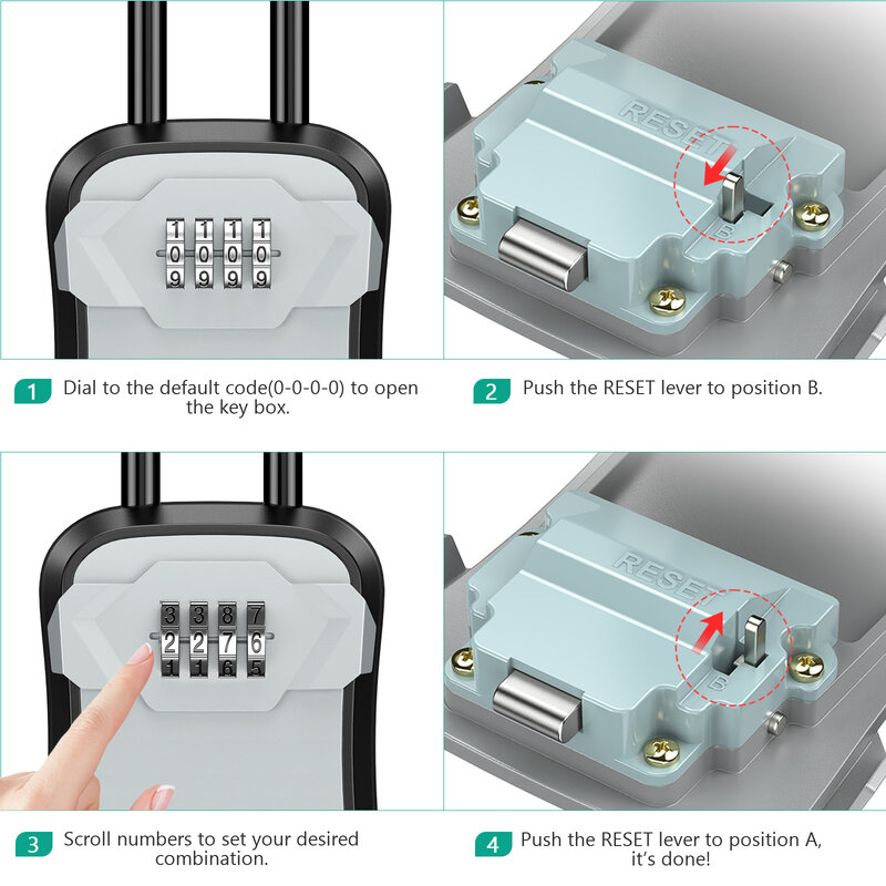 ORIA Key Lock Box scatola di immagazzinaggio chiave a combinazione a 4 cifre cassetta di sicurezza a parete per auto, casa, magazzino, ufficio